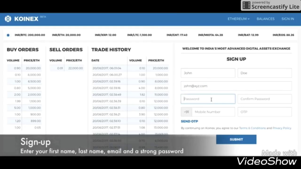Koinex : How to Sign-up in Koinex
