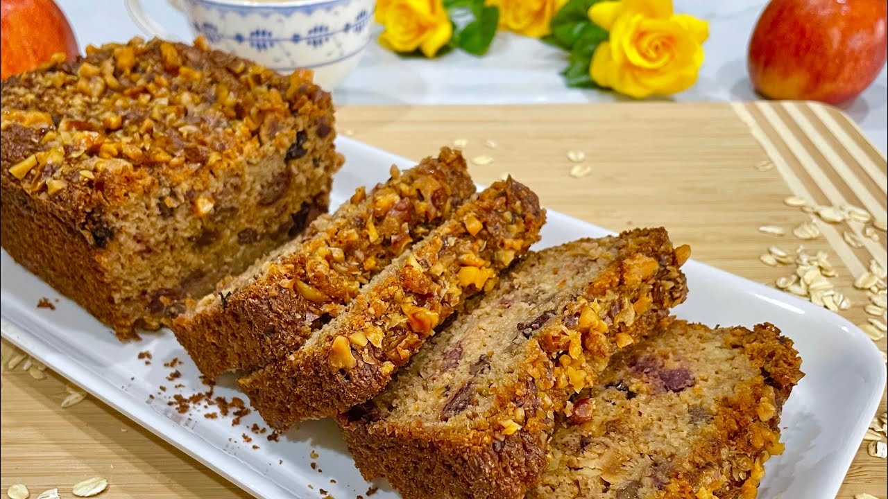 Healthy Apple Banana Oat Cake!NO FLOUR! NO SUGAR!