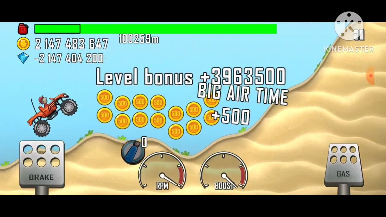 Hill climb racing Monster Truck and Beach 128031 m ( Current World Record )