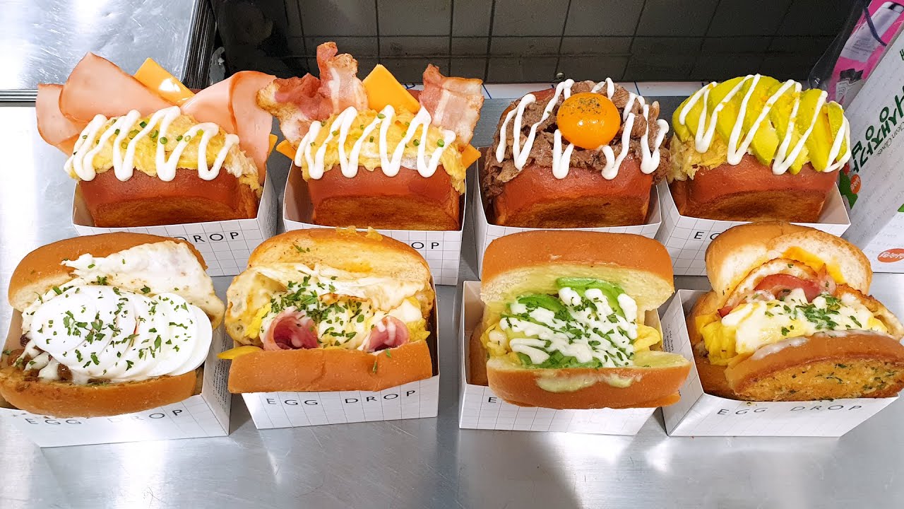 Лучший бутерброд, сыр с беконом, чеснок, шашлык, авокадо, ветчина, корейская уличная еда