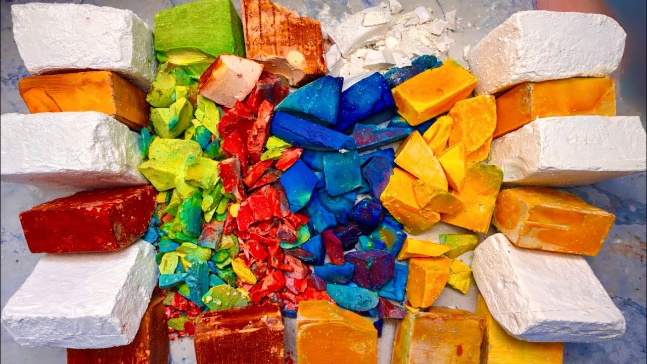 Unpolished Jumbo Chalk + Dyed blocks 🌈+Sifting + Pebbles Play 