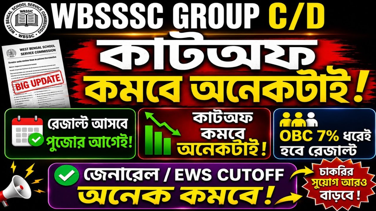 🔥WBSSC GROUP D EXPECTED CUTOFF।WBSSC GR D CUTOFF।SSC GR D CUTOFF।WBSSC Group C and D cutoff।