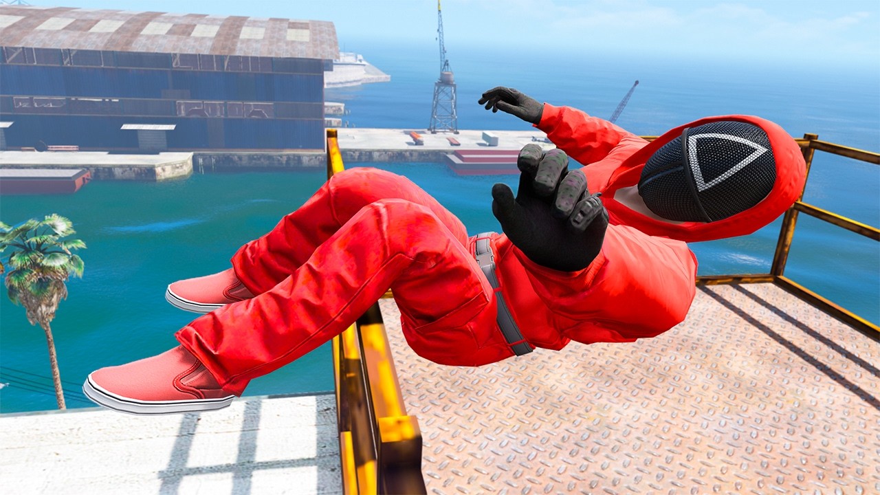 GTA 5 SQUID GAME GUARD RAGDOLLS/JUMP FAILS (Ragdolls Compilation) episode.61