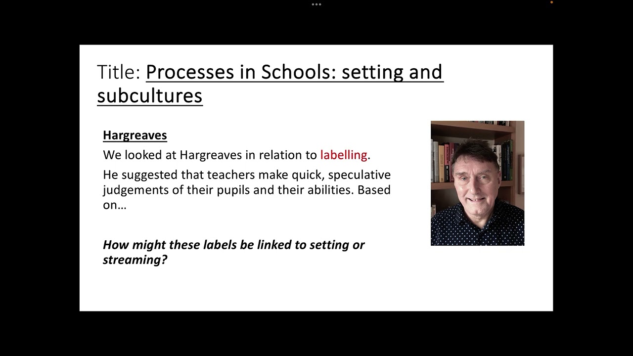 Processes in schools: setting and subcultures GCSE sociology education