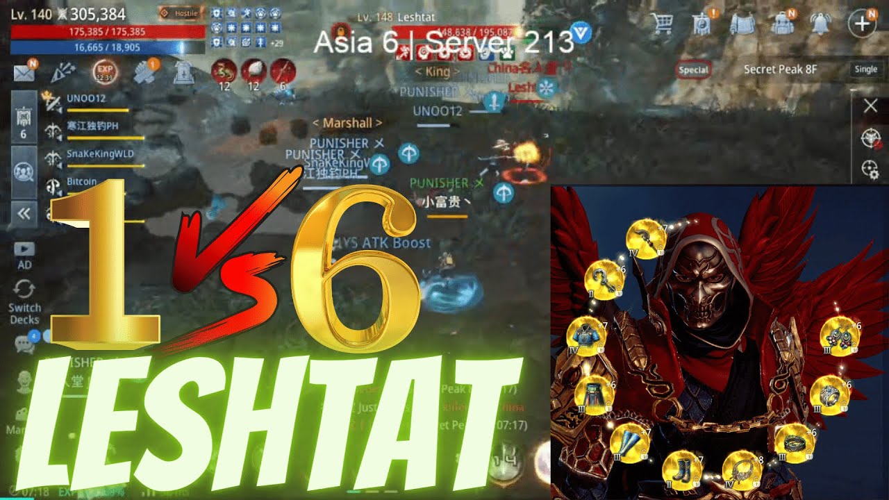 MIR4  LVL148  LANCER ( LESHTAT )  VS PHA SNAKEKINGWLD FT.UNOO12 BITCOIN.  1 VS 6 #mir4 #mir4global