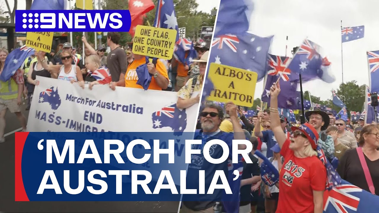 Calls for neo-Nazi's release at 'March for Australia' | 9 News Australia