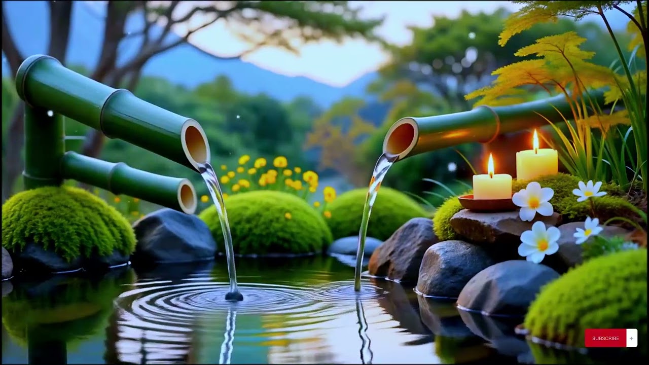 Deep Relaxation Music 🌿 Bamboo Water Fountain & Soothing Piano for Peaceful Sleep