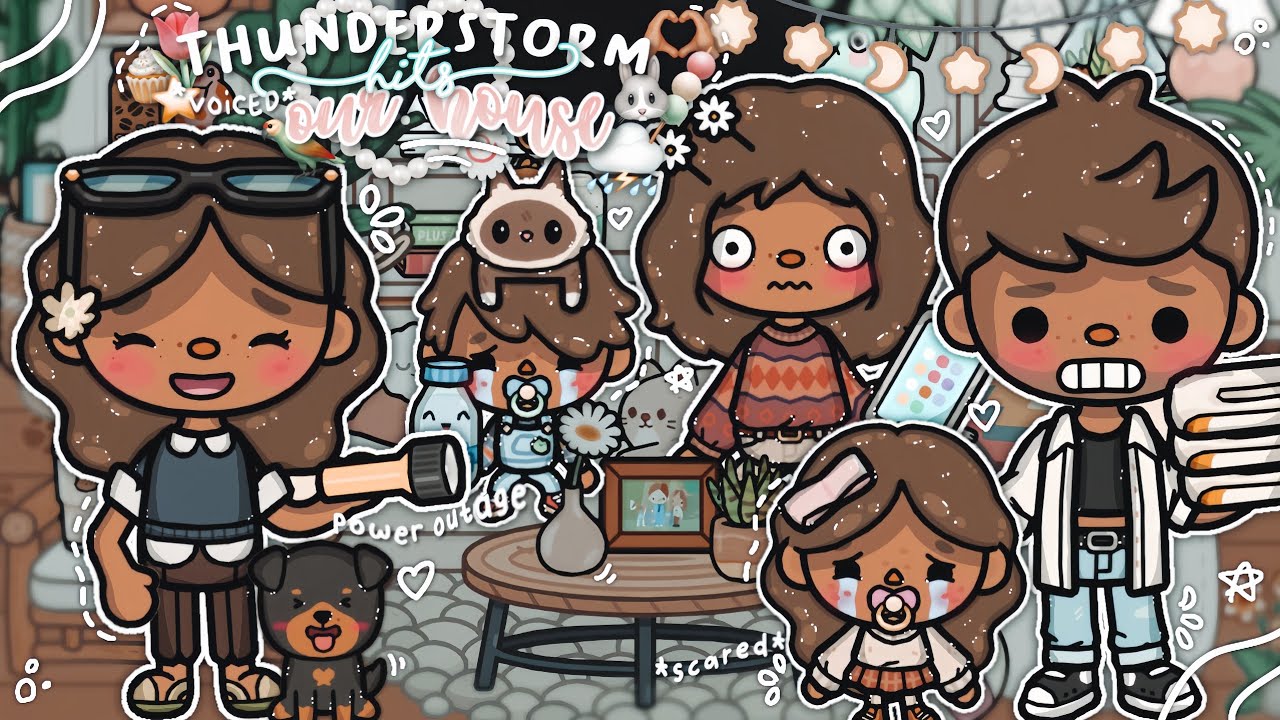 ₊˚⋆ *THUNDERSTORM* hits our house! 🌧🍡📦 || *voiced* 🎙|| Toca Boca Life World Roleplay 🐰🌷🫶