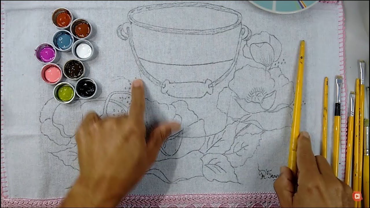 Roberto Ferreira - Novo Projeto - Vamos Aprender a Pintar em Tecido Balde e Miosótis