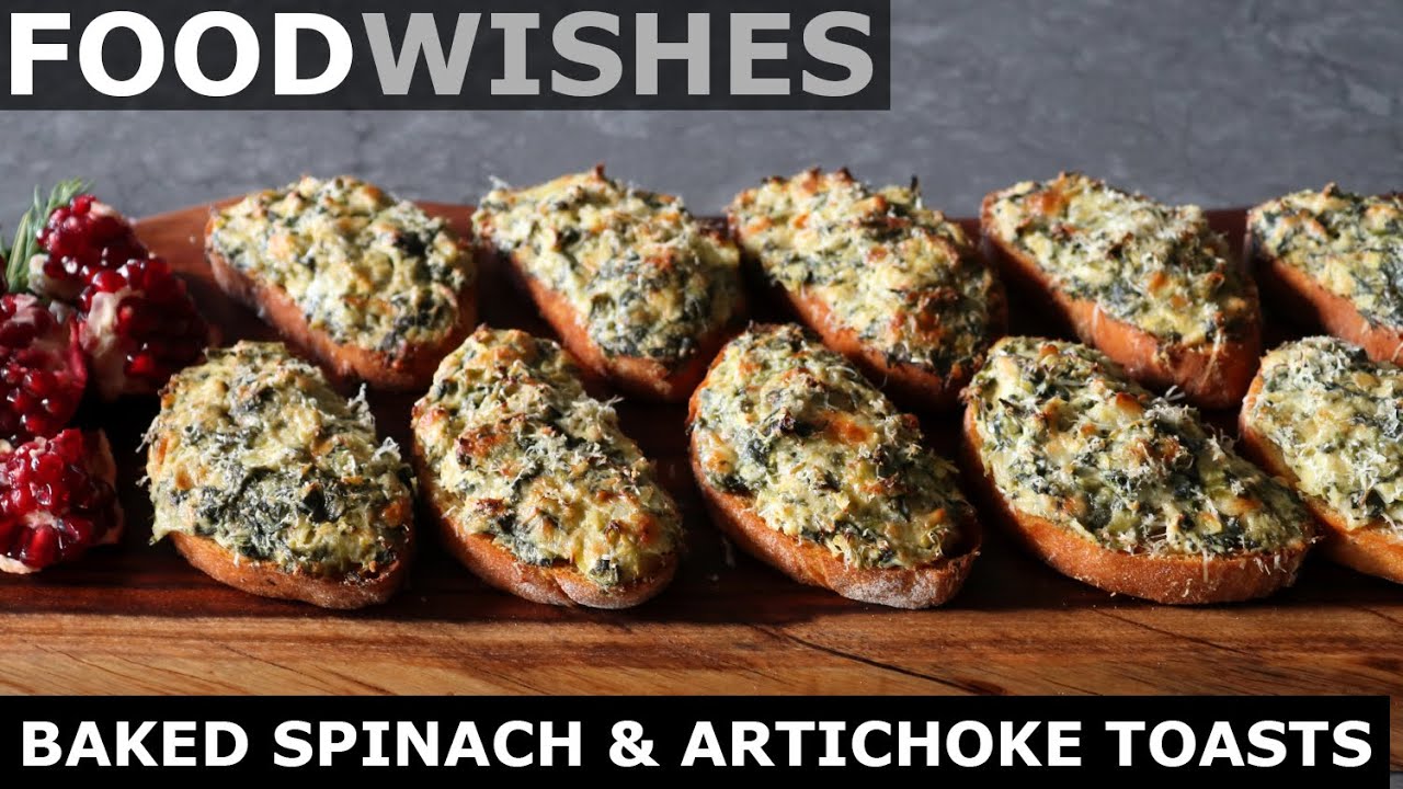 Baked Spinach & Artichoke Toasts - Food Wishes