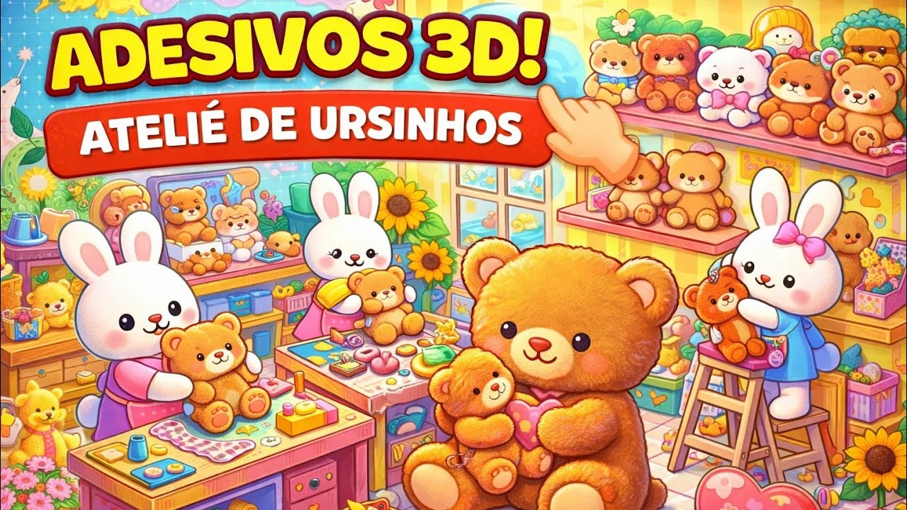 🧸 OLHA O QUE EU MONTEI! Ateliê de Ursinhos com Adesivos 3D 😱