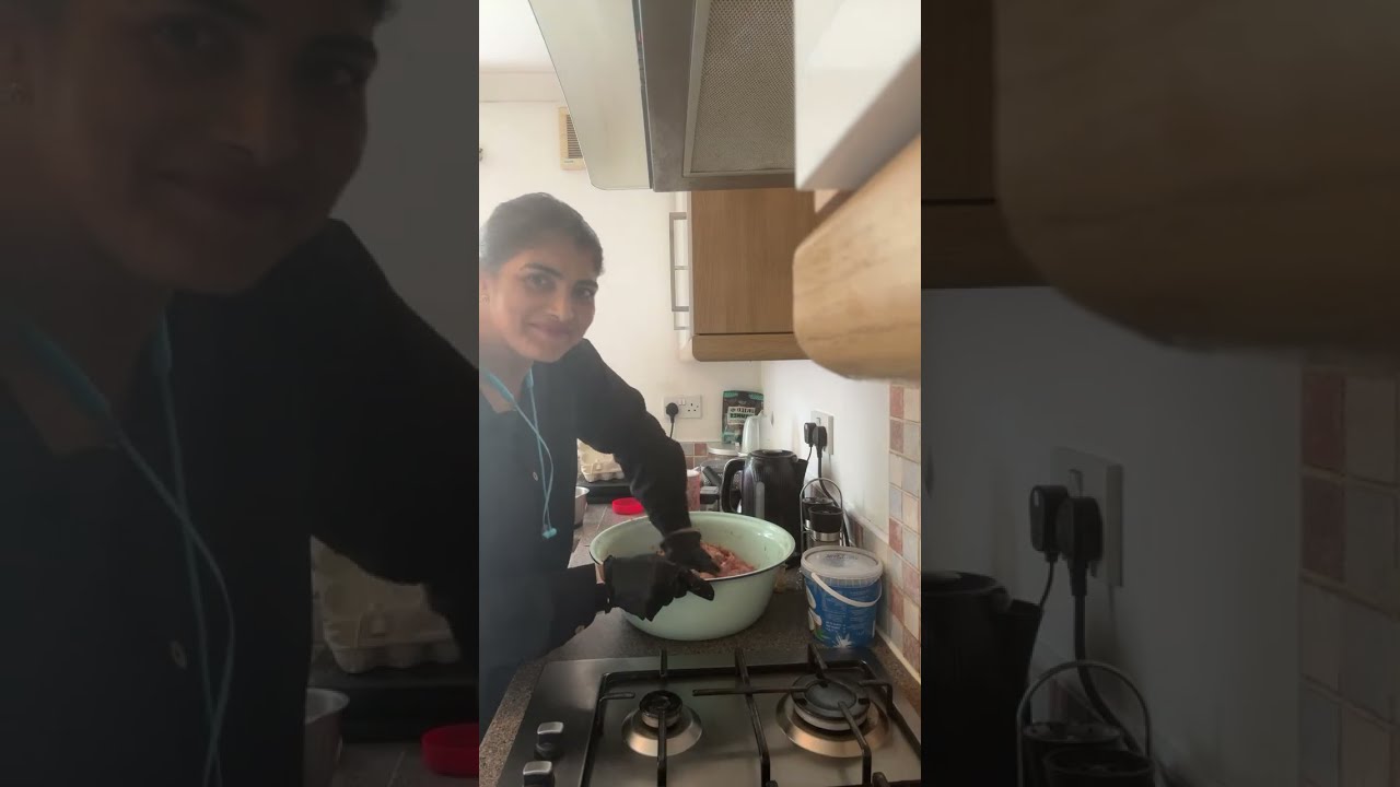 Making chicken kabab at mother-in-law’s house 😋