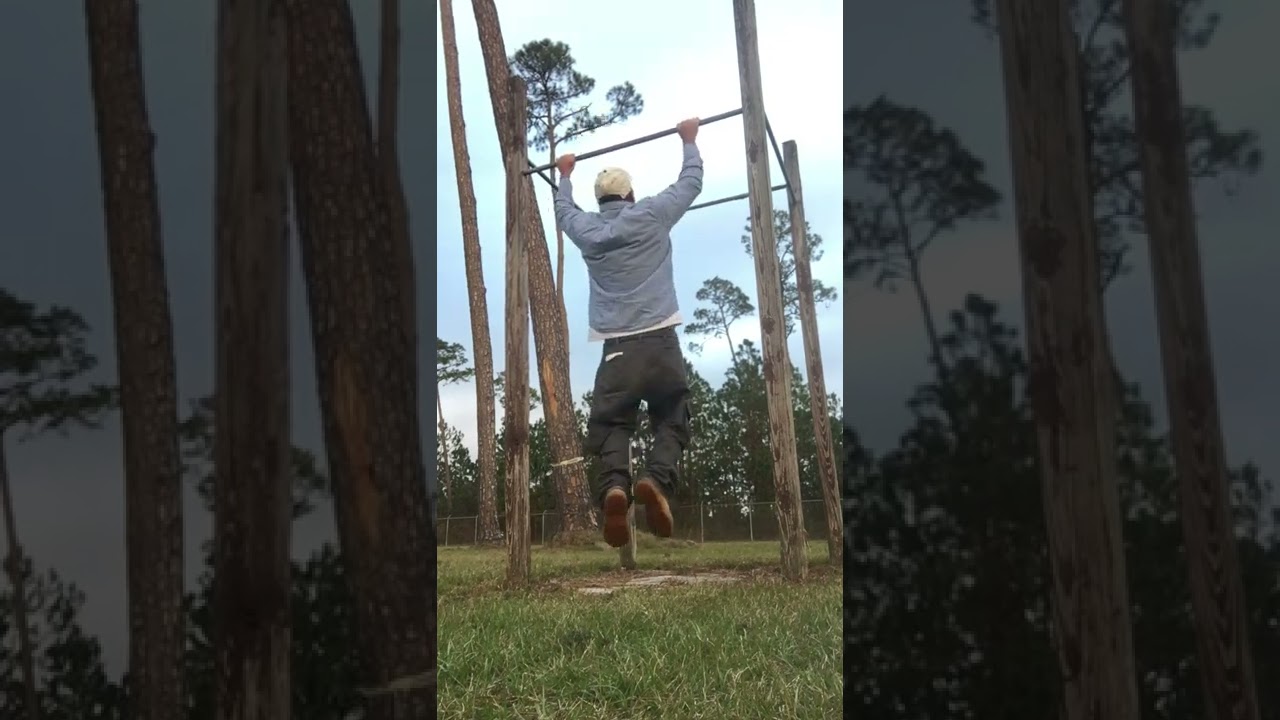 Randall Morris 44 wide grip overhand pull ups in one set at 220lbs and 62 in 2022.