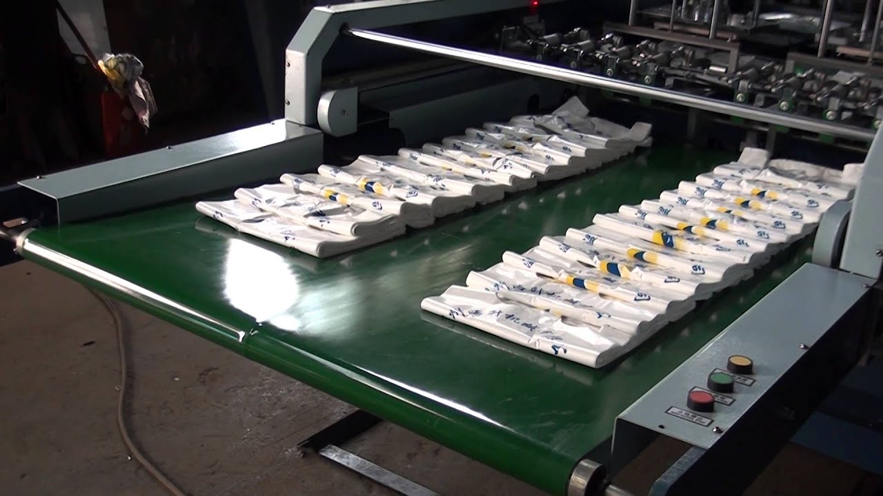 NEW HSG-450X2 High Speed Air Blowing Plastic T- shirt Bag Making Machine