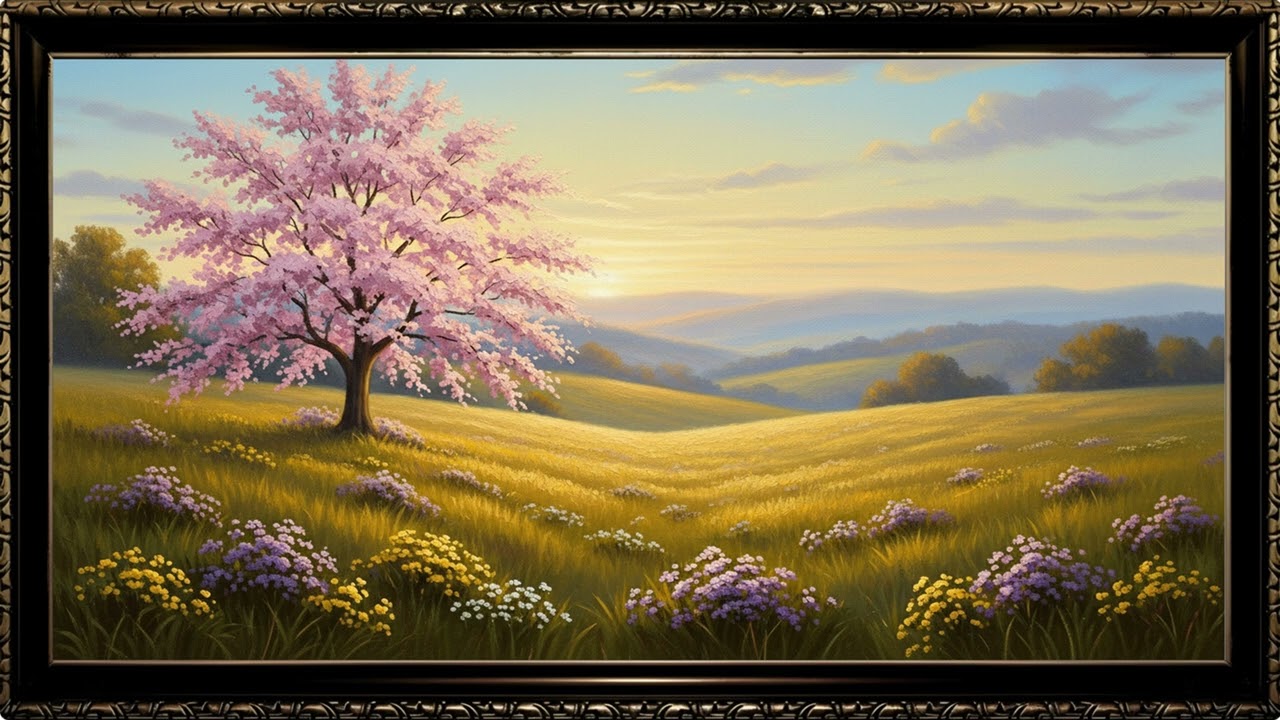 Soft Garden Flower Painting | Timeless Art Screen Experience