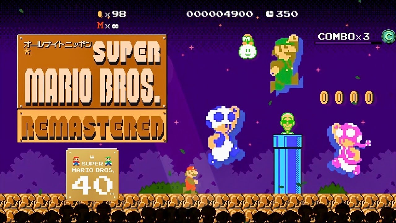 All Night Nippon: Super Mario Bros. Remastered Complete Playthrough - Fangame