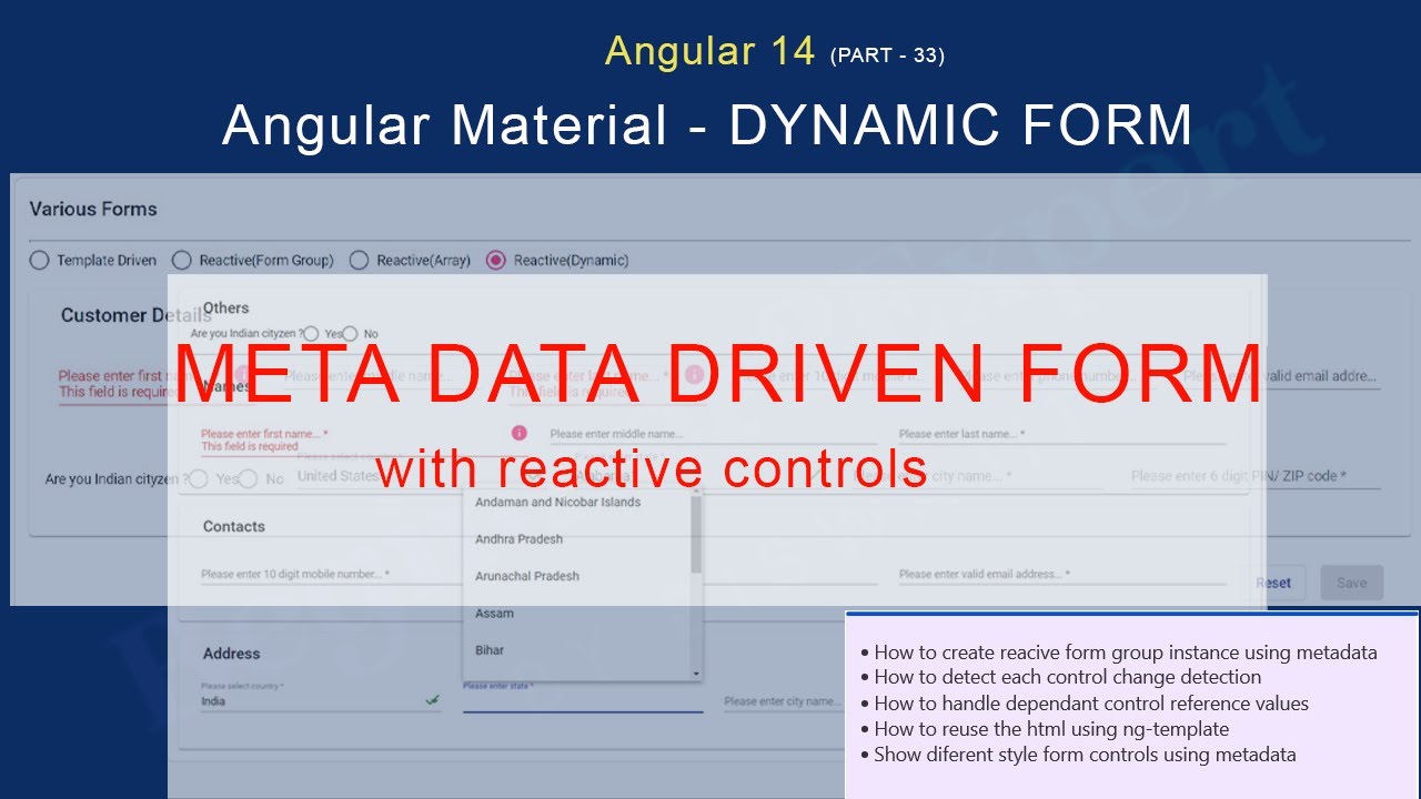 Part 33 - Metadata Driven Dynamic Form Using Reactive | Angular 14 Series | Form Validation