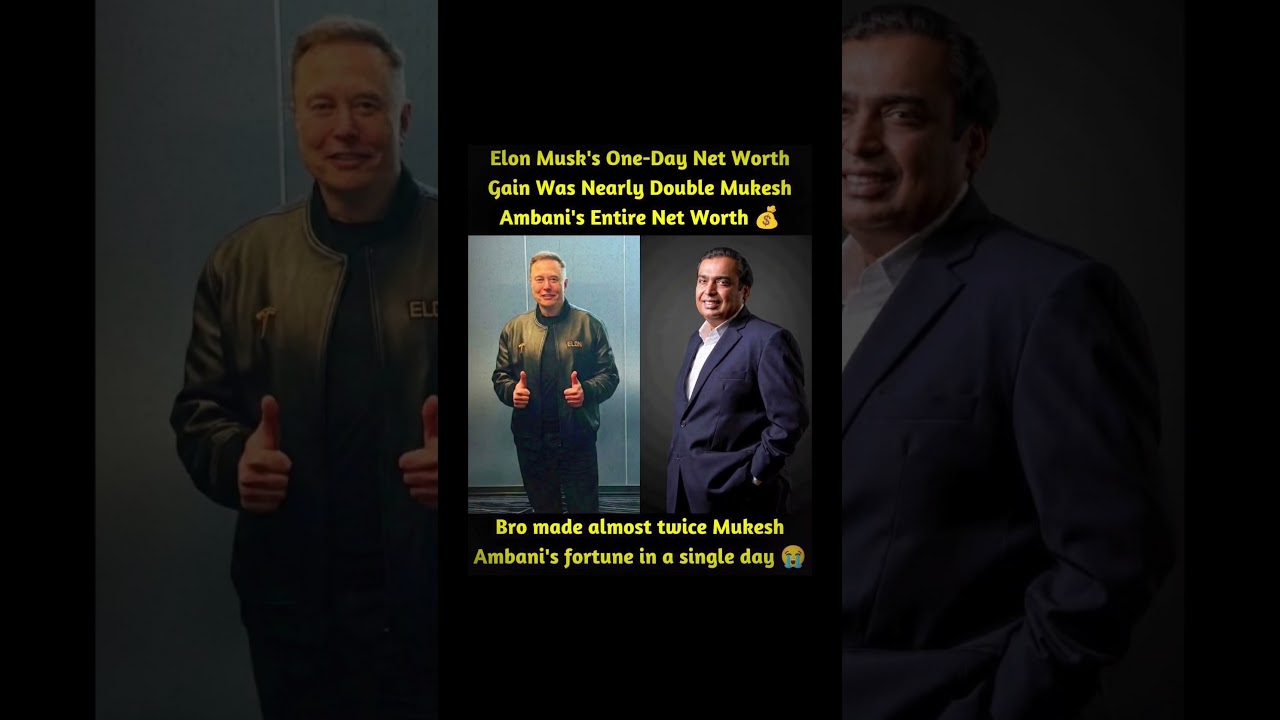 Elon Musk Reportedly Added Nearly Twice Mukesh Ambani&rsquo;s Fortune In A Single Day 😭🔥 #mukeshambani