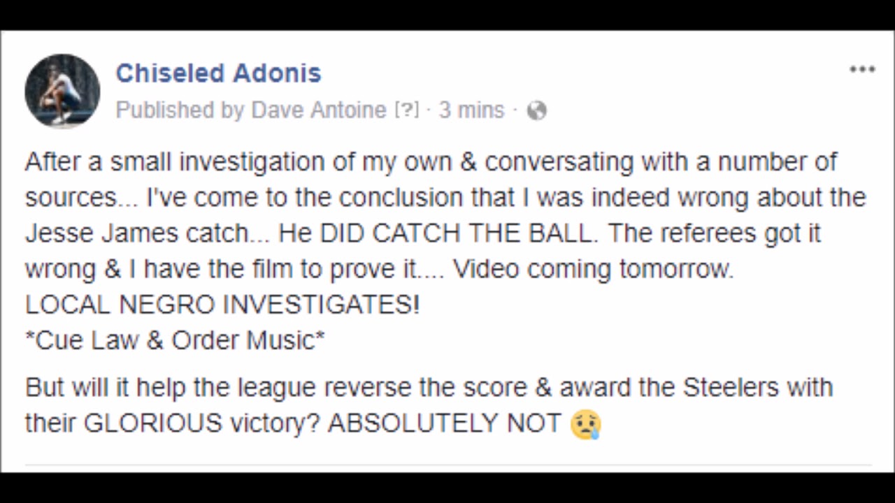 I was Wrong... Jesse James DID indeed catch the ball.... Local Negro Investigates... tomorrow
