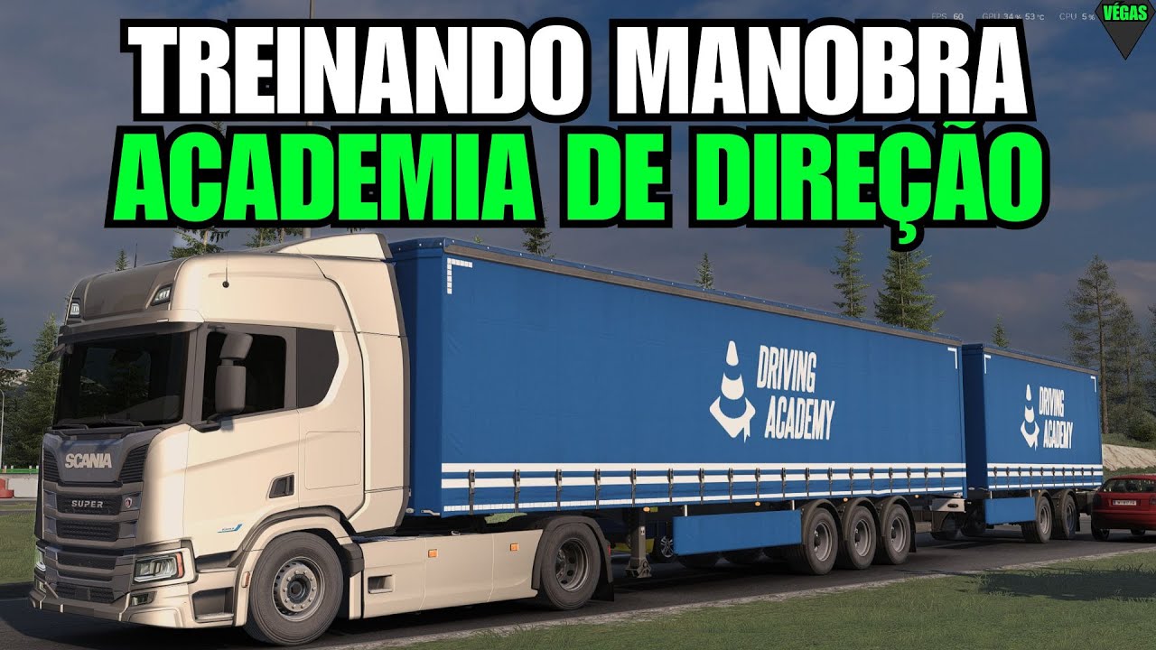 ETS2 1.58 NOVIDADES NA ACADEMIA DE DIREÇÃO - treinando manobra