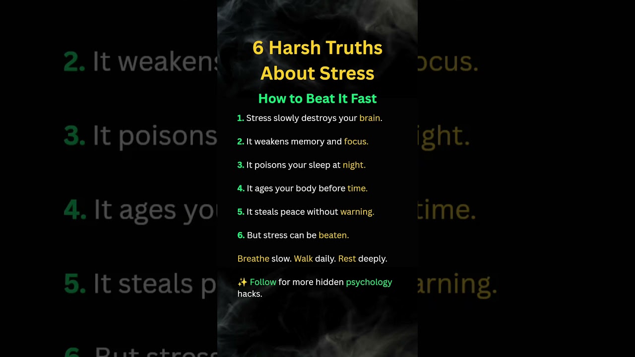 6 Harsh Truths About Stress 😰 | Dark Psychology Facts & How to Beat Stress Fast  #deepthoughts