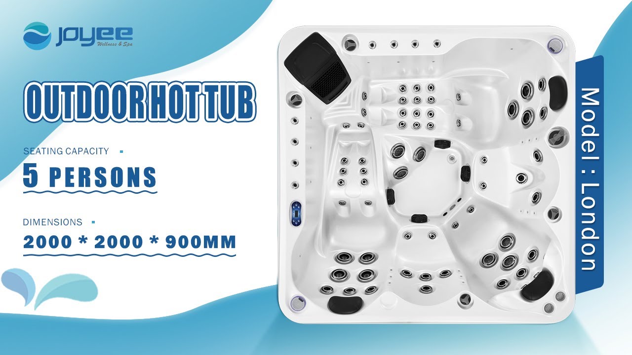 JOYEE New Design Garden Swim Spa Balboa Hot Tub 5 Person Outdoor Jacuzzi with BT Music/Model:London