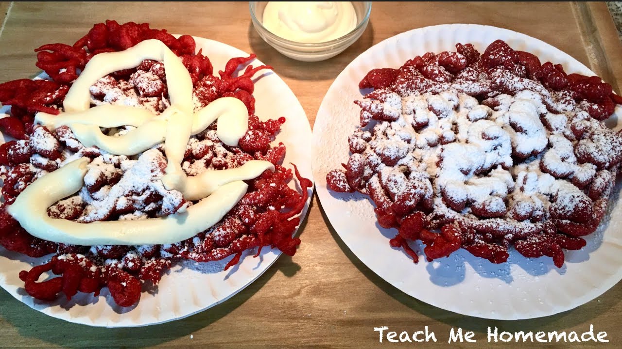 Red Velvet Funnel Cake with Cream Cheese Icing | Festival Food Series | Teach Me Homemade
