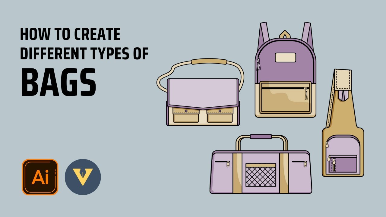 Adobe Illustrator Tutorial - Create Different Bags Flat Design