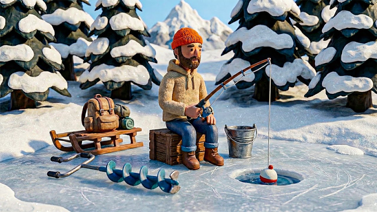 Patience on the Ice | Hand-Sculpted Winter Fishing