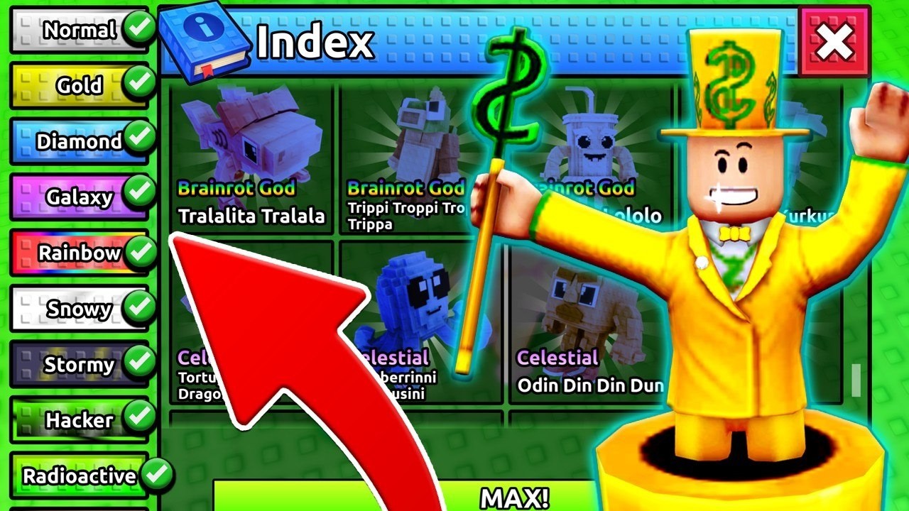 COMPLETING EVERY BRAINROT INDEX IN ROBLOX