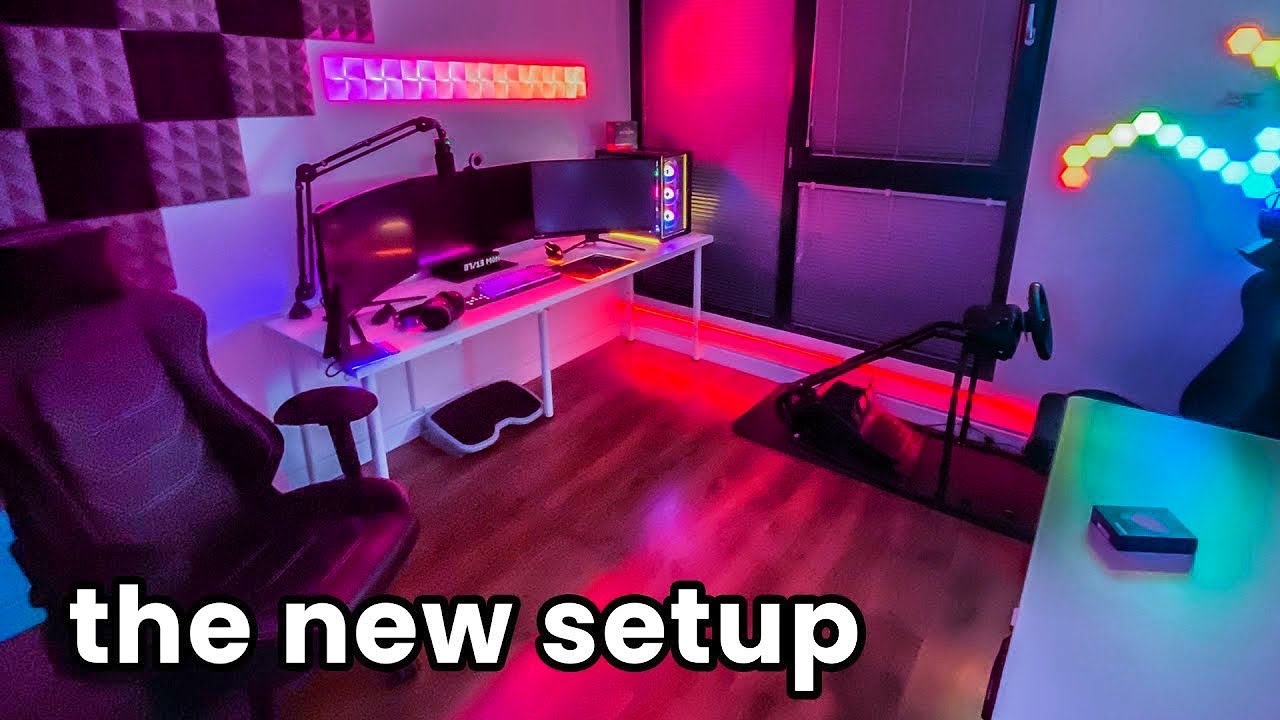 So... I moved my gaming setup + Nanoleaf Canvas LED lights!