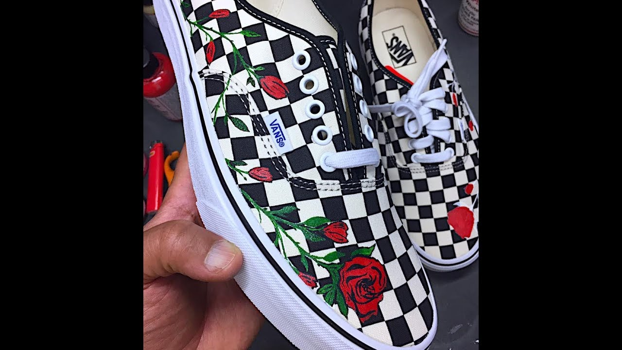 HOW TO: PAINT YOUR VANS WITH ROSE PRINT TUTORIAL DIY