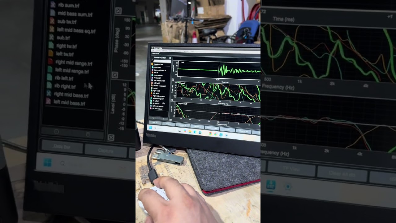 Car DSP tuning with Smaart time alignment, phase alignment, crossover