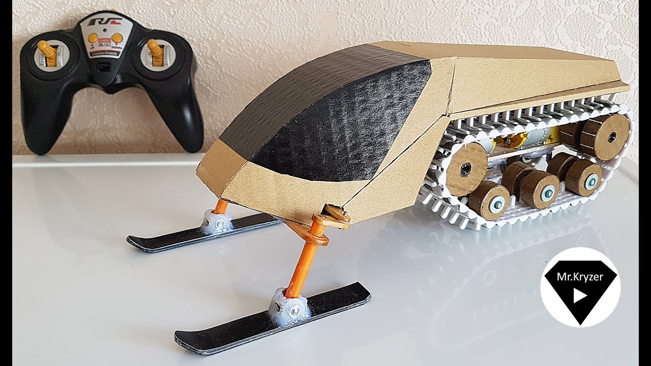 How to make a snowmobile from cardboard on the radio control?