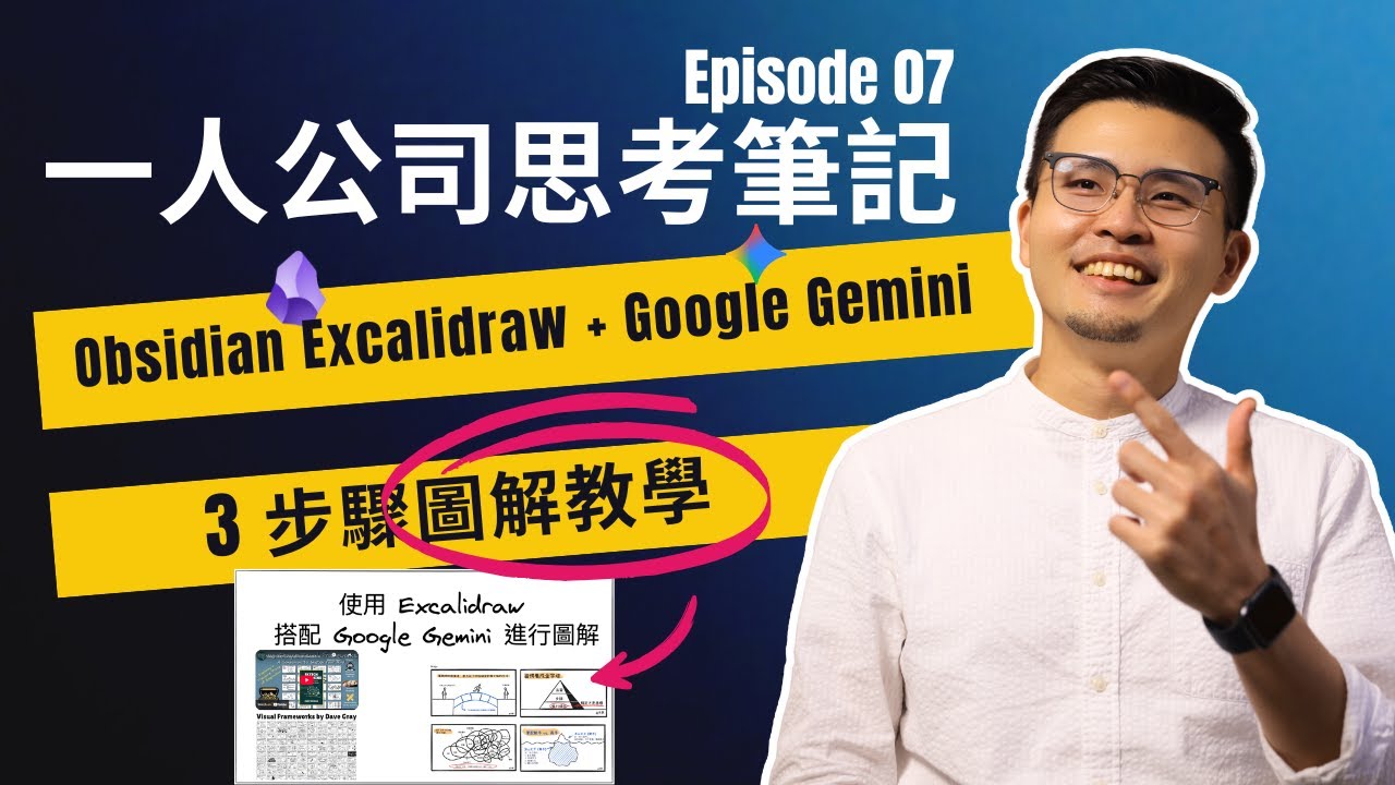 Obsidian Excalidraw + Google Gemini 圖解三步驟教學！用 100 張視覺模板，打造 AI 圖解工作流 |【一人公司思考筆記】EP 07