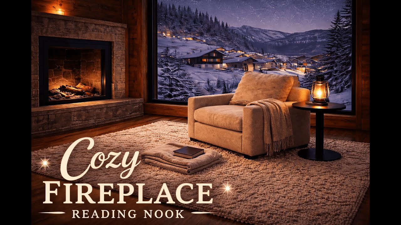 A Quiet Winter Night 🔥 Cozy Fireplace & Alpine Village View