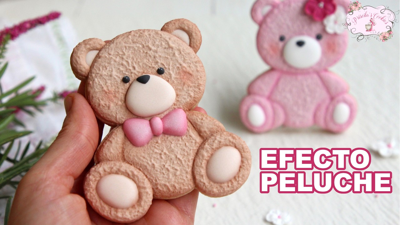 Galletas decoradas EFECTO PELUCHE I Glasa Real - Teddy Bear Cookies - Priscila's Cookies