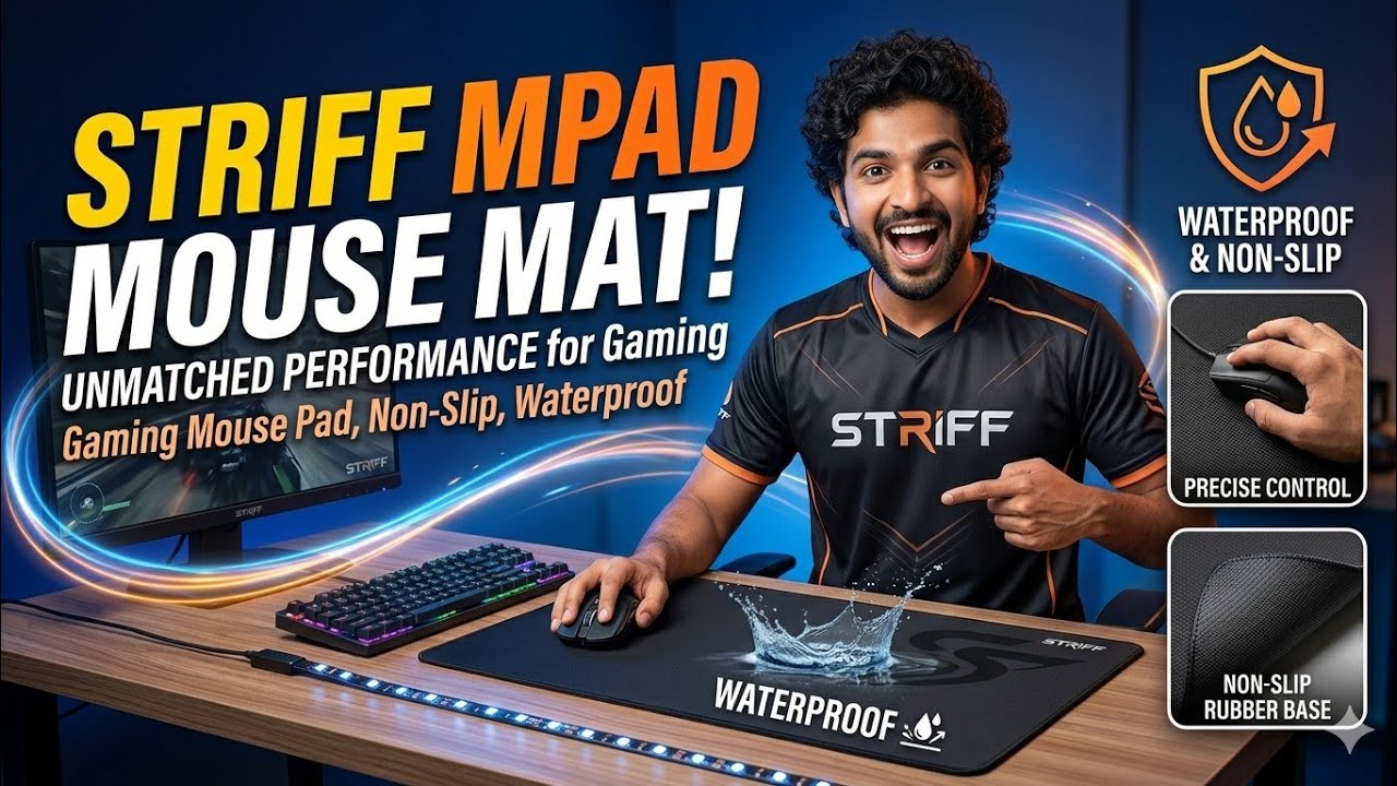 STRIFF Mpad Mouse Mat Gaming Mouse Pad, Non-Slip Rubber Base, Waterproof for Laser and Optical Mice