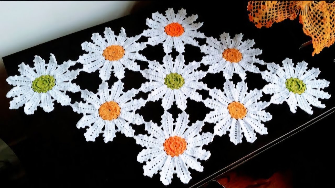 🌼FLOR A CROCHET(ganchillo) margaritas para Centro, Camino de Mesa y Mantel #LasMaravillasdelCrochet