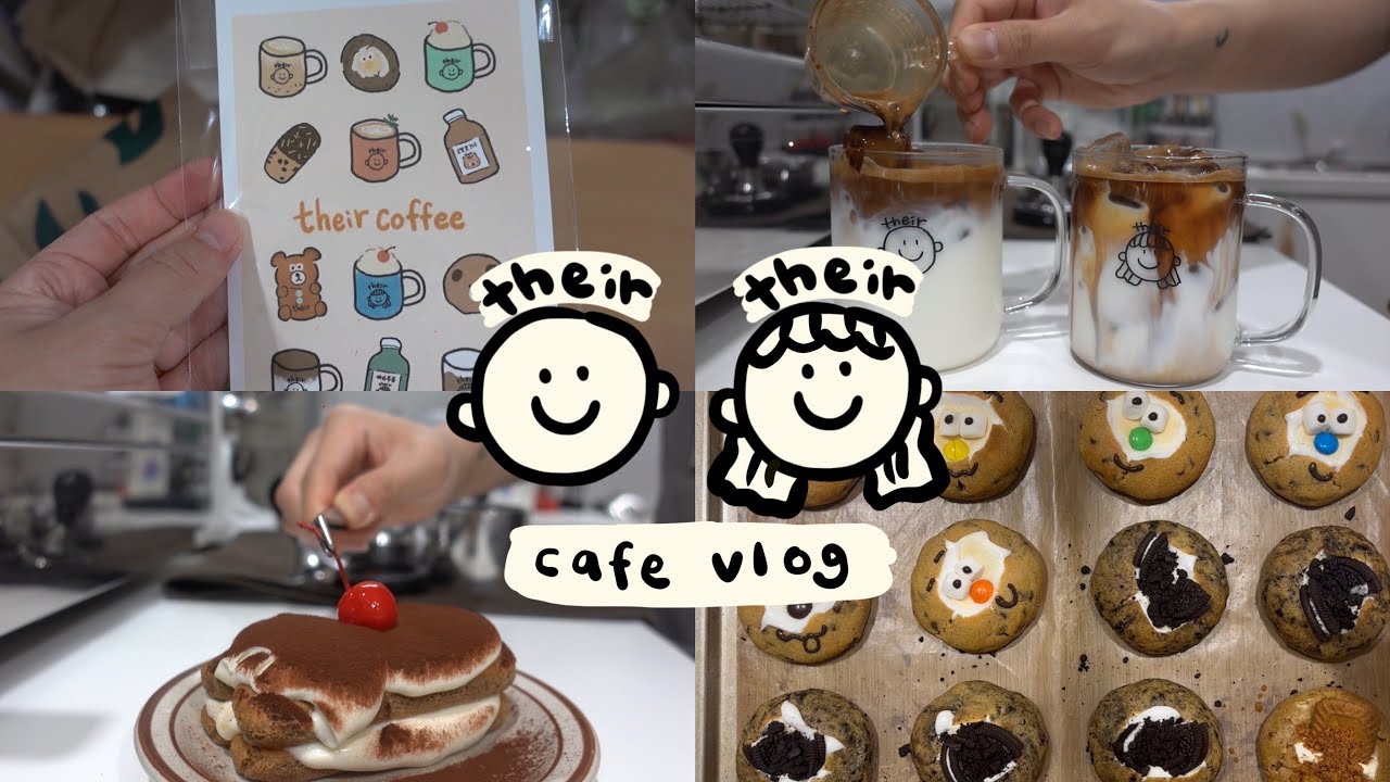 [Eng👦🏻👧🏻]오랜만에 카페브이로그💝 | 음료만들고 쿠키 택배보내는 연남동 카페 일상🍪☕️