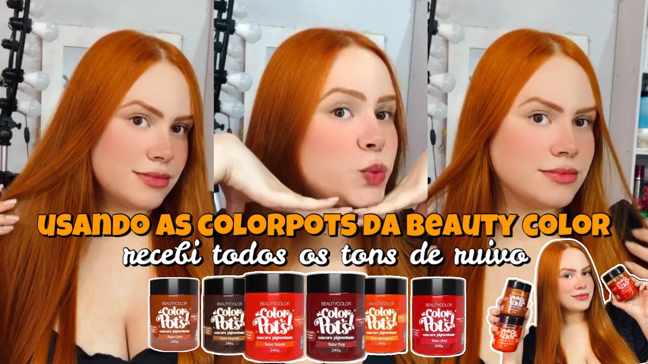 usei o RUIVO LARANJINHA, RUIVO VALENTE e RUIVO COBRE da linha COLORPOTS para cabelos ruivos