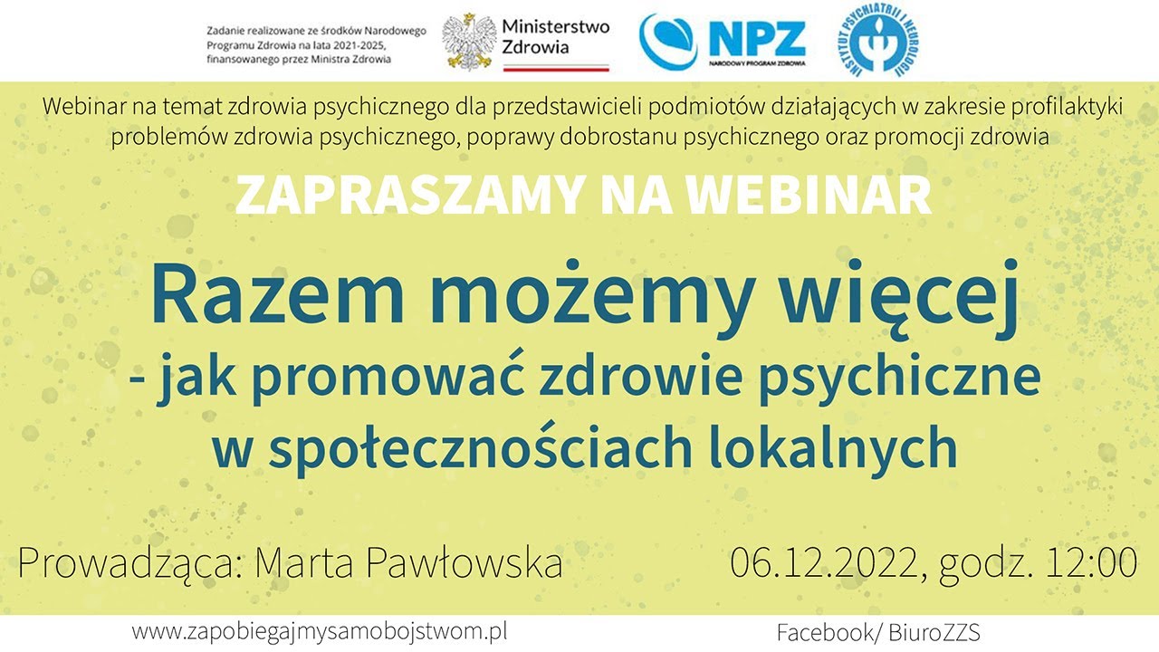Webinar „Razem możemy więcej – jak promować zdrowie psychiczne w społecznościach lokalnych”