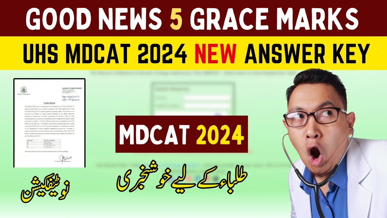 5 Grace Marks in UHS MDCAT Result 2024 | MDCAT 2024 Latest News