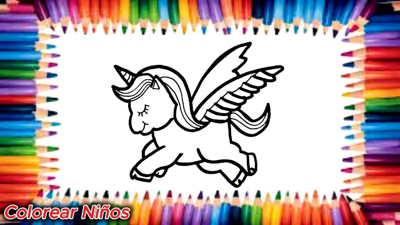 Dibujar y colorear Un hermoso unicornio colorido.✏️.Dibujo y diversi&oacute;n para ni&ntilde;os.‪ @colorearni&ntilde;os‬