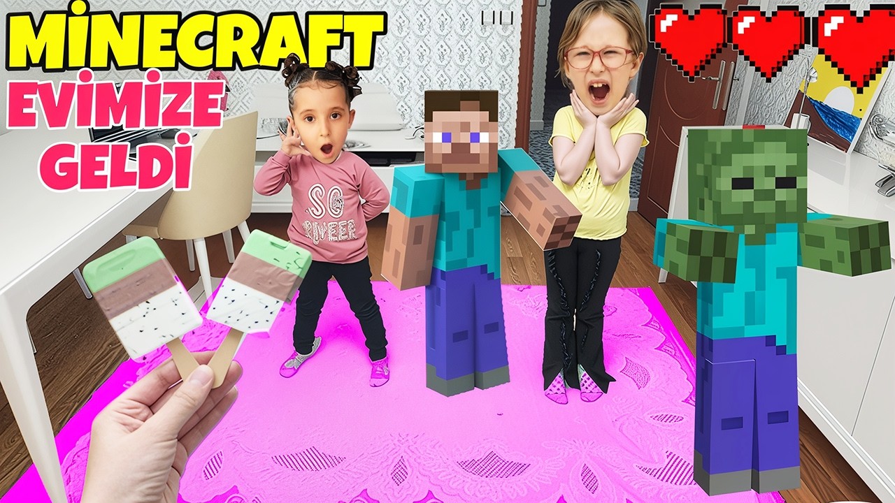BAHAR VE BANU ALYA KAPIDA GİZEMLİ KUTU BULDU İÇİNDEN MINECRAFT DONDURMASI ÇIKTI ! EVİMİZE GELDİ !!