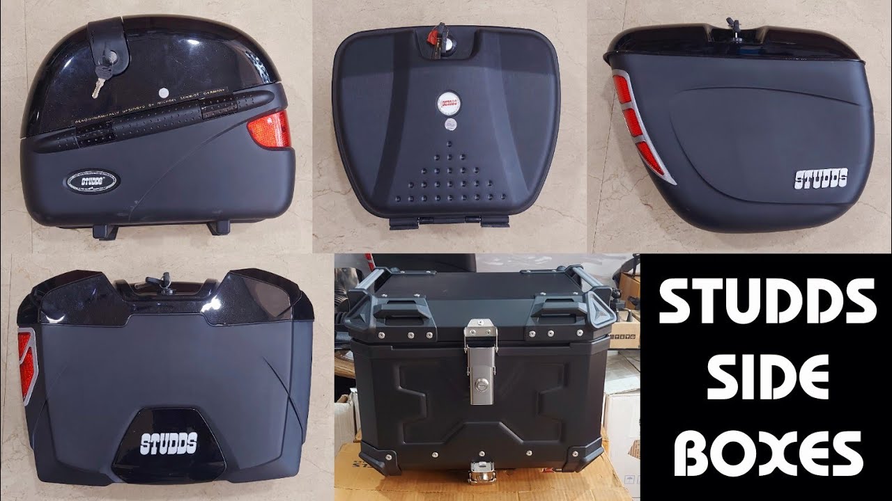 STUDDS SIDE BOXES, PLASTIC BOXES, ALUMINIUM TOP BOXES, UNIVERSAL BOXES FOR ALL BIKES, TOP-SIDE BOXES