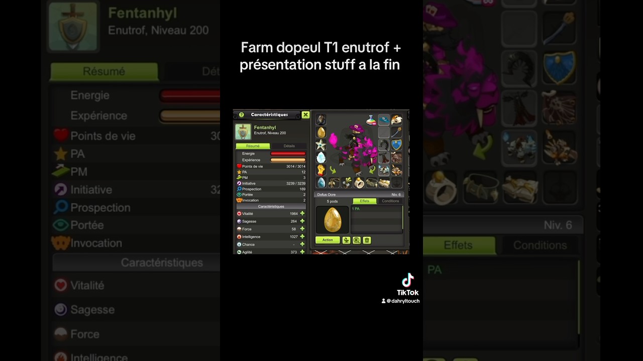 DOFUS touch farm dopeul enutrof 1 tour + stuff #dofustouch #kamas #enutrof #oshimo #dahryl #stuff