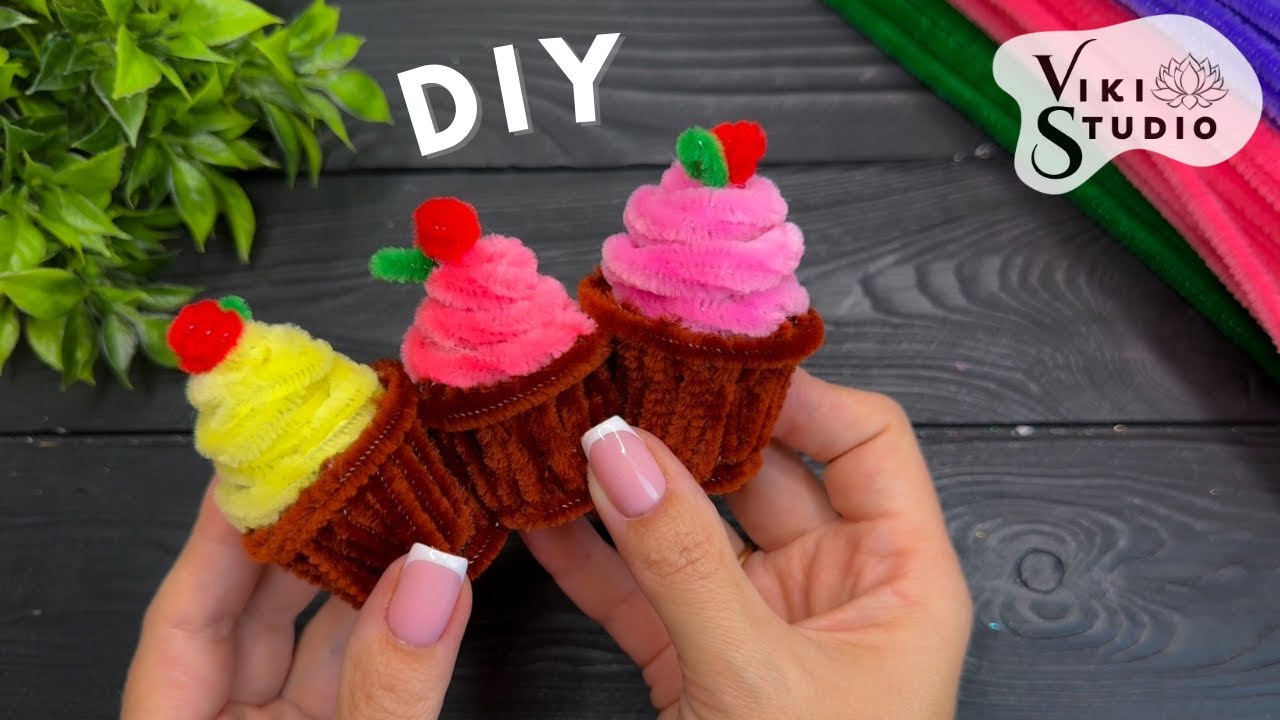 🧁 Милые Капкейки из синельной проволоки 🧁 Простые идеи поделок своими руками