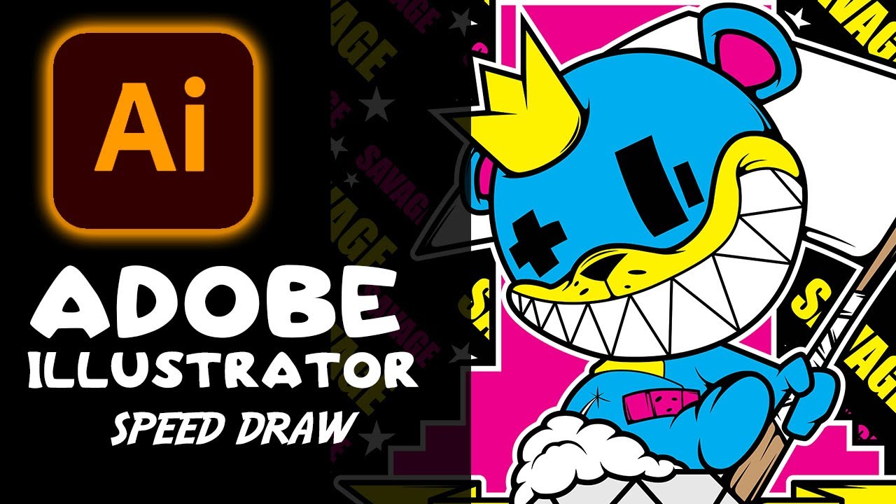 Adobe Illustrator Speed Draw Hustle Hard Savage Shirt Design Blue Bear Reaper
