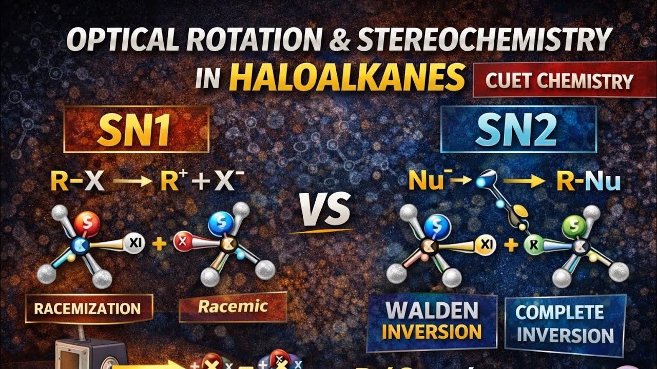Optical Isomerism in Haloalkanes | R/S Configuration, SN1 vs SN2 & Racemization | CUET 2026